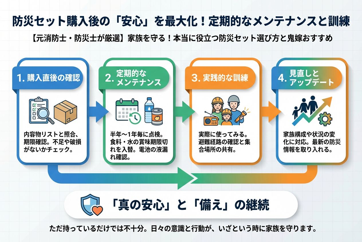 備蓄 防災セット購入後の「安心」を最大化！定期的なメンテナンスと訓練