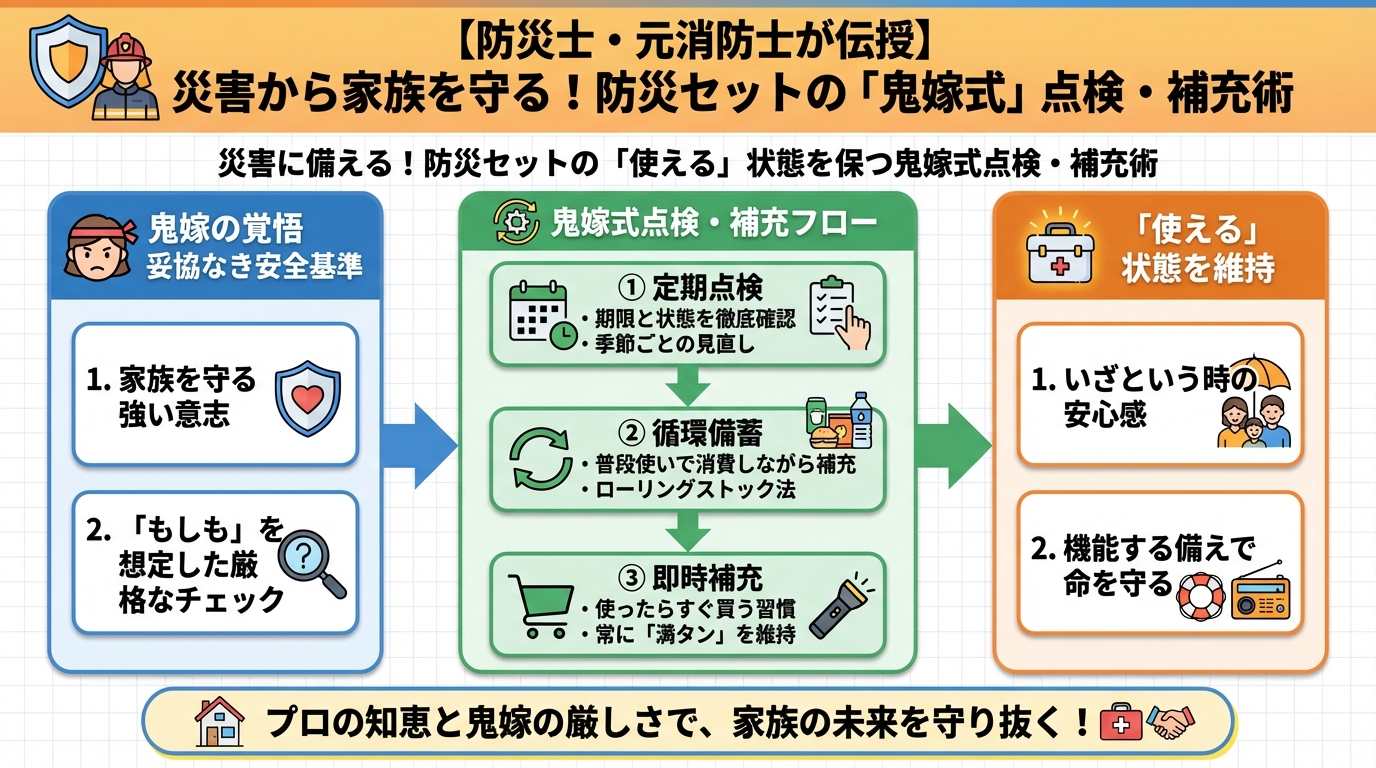 防災グッズ 災害から家族を守る！防災セットの「鬼嫁式」点検・補充術