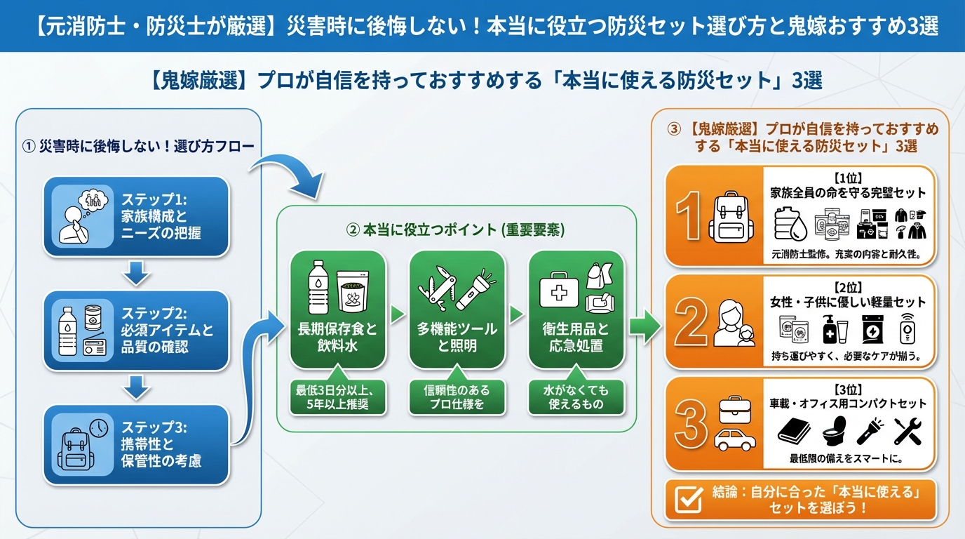 防災グッズ 【鬼嫁厳選】プロが自信を持っておすすめする「本当に使える防災セット」3選