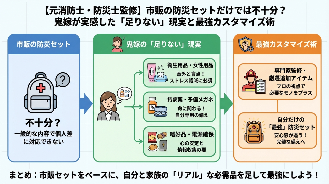 防災グッズ 市販の防災セットだけでは不十分？鬼嫁が実感した「足りない」現実