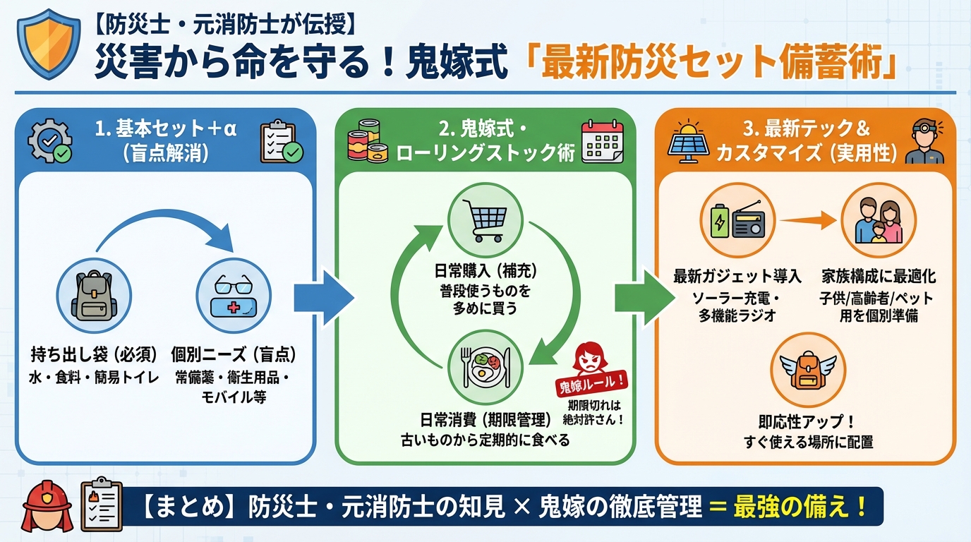 備蓄 災害から命を守る！鬼嫁式「最新防災セット備蓄術」