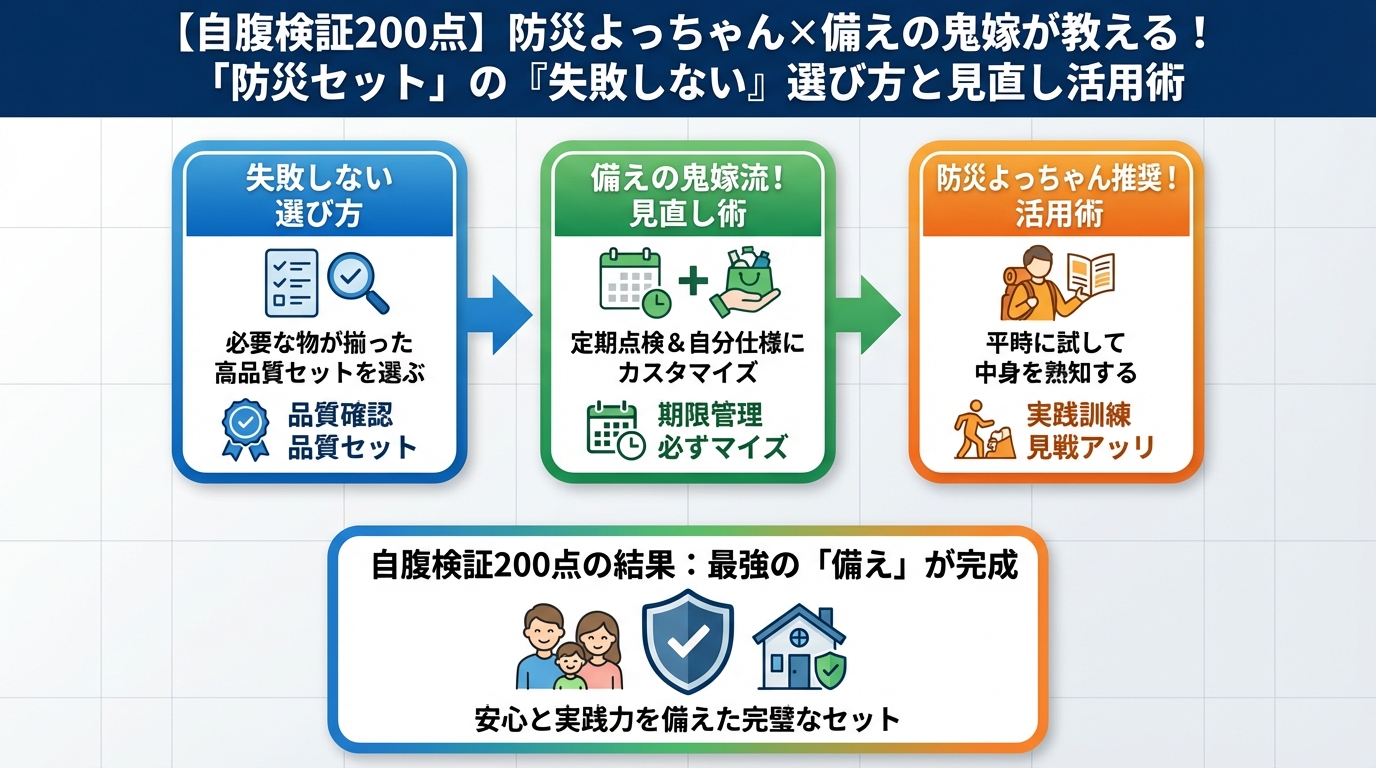 地震対策 【自腹検証200点】防災よっちゃんがおすすめする「防災セット」とその活用術