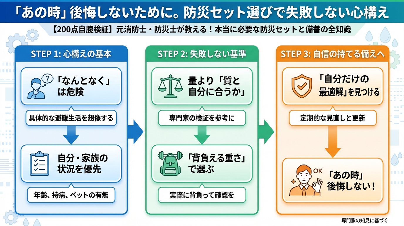 防災グッズ 「あの時」後悔しないために。防災セット選びで失敗しない心構え