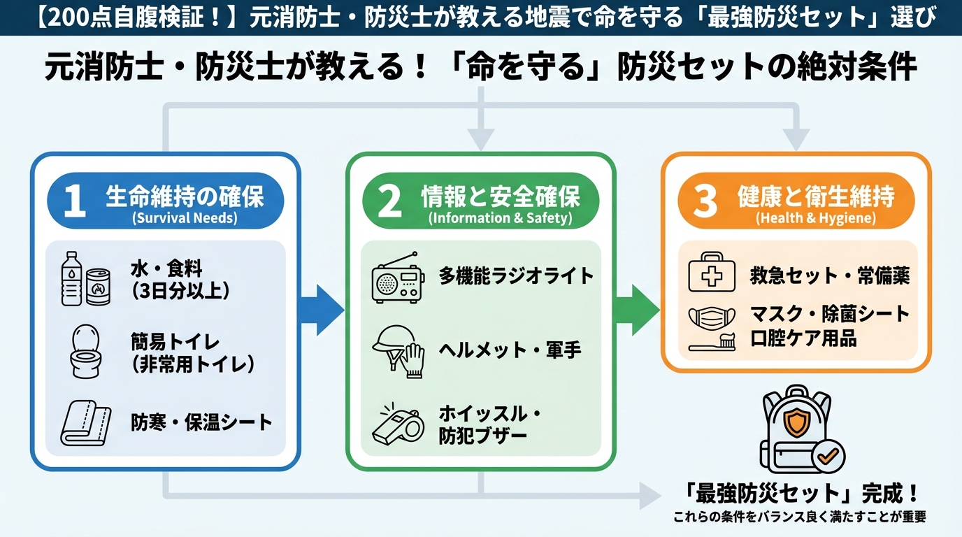 地震対策 元消防士・防災士が教える！「命を守る」防災セットの絶対条件