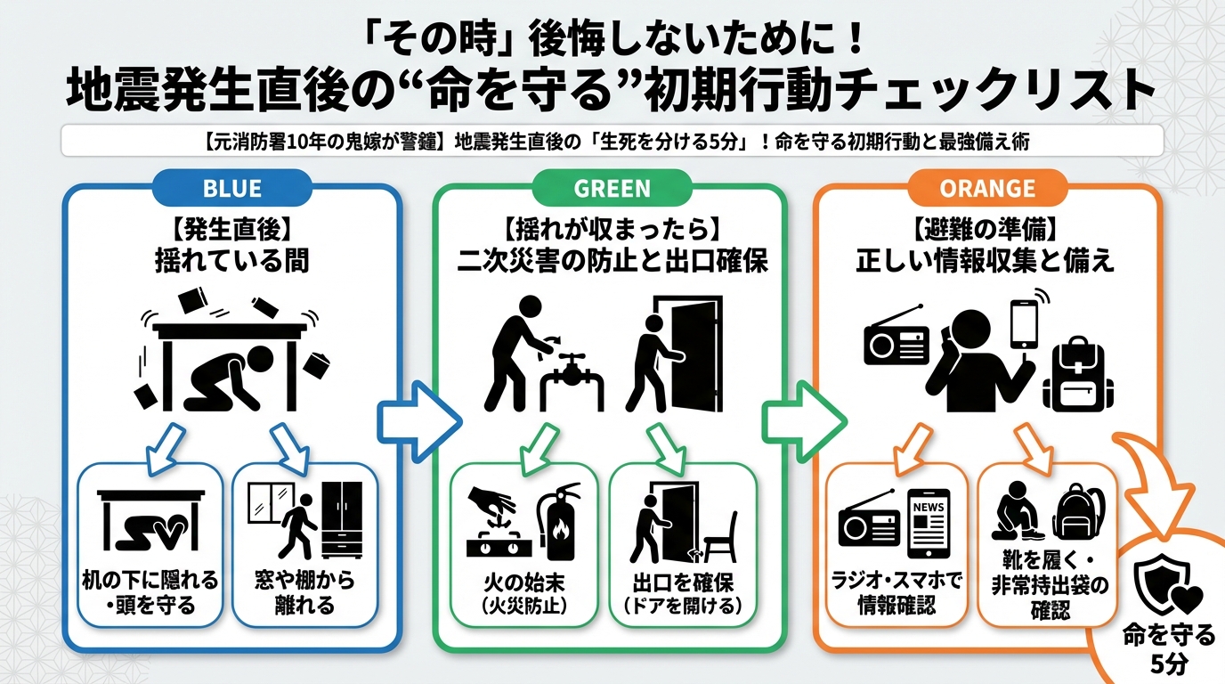 地震対策 「その時」後悔しないために！地震発生直後の“命を守る”初期行動チェックリスト