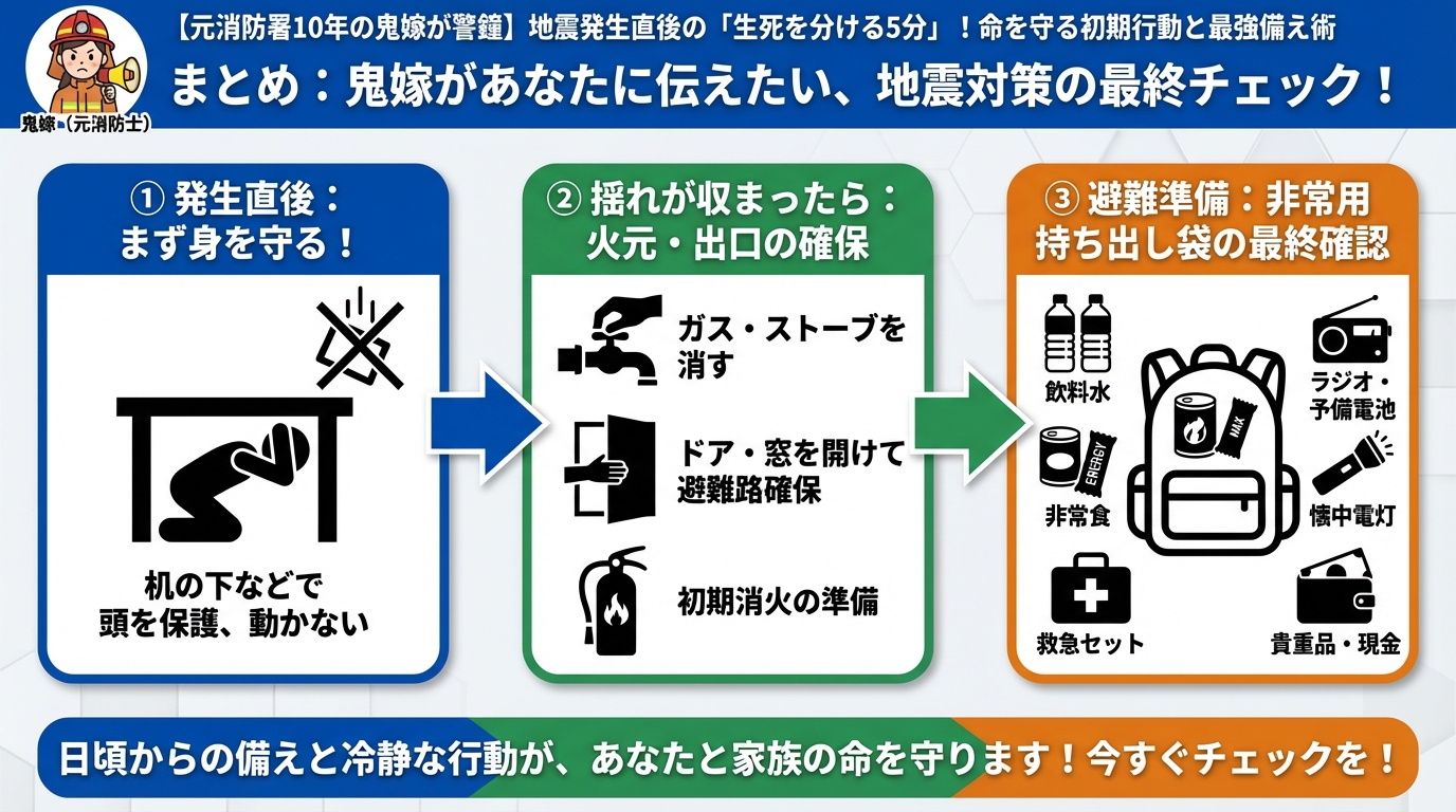 地震対策 まとめ：鬼嫁があなたに伝えたい、地震対策の最終チェック！