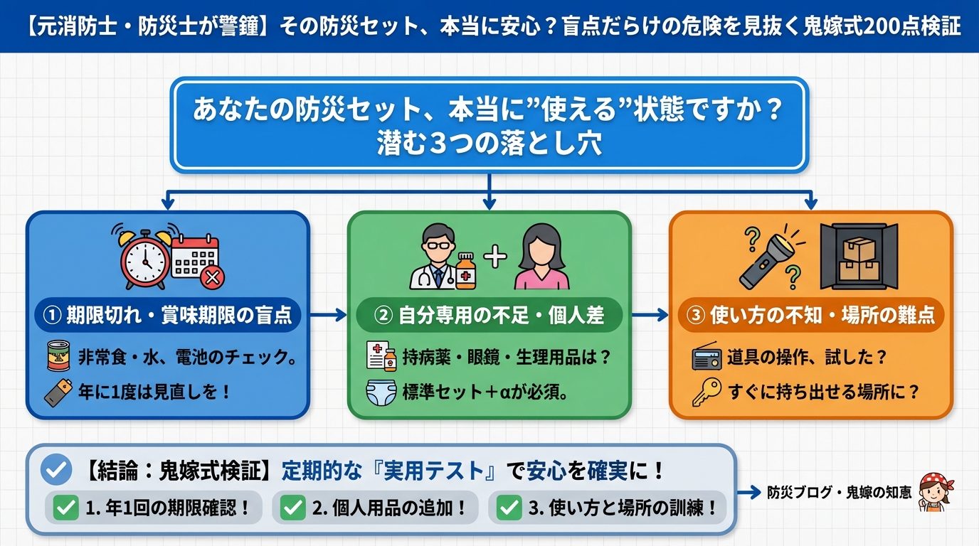 備蓄 あなたの防災セット、本当に”使える”状態ですか？潜む3つの落とし穴