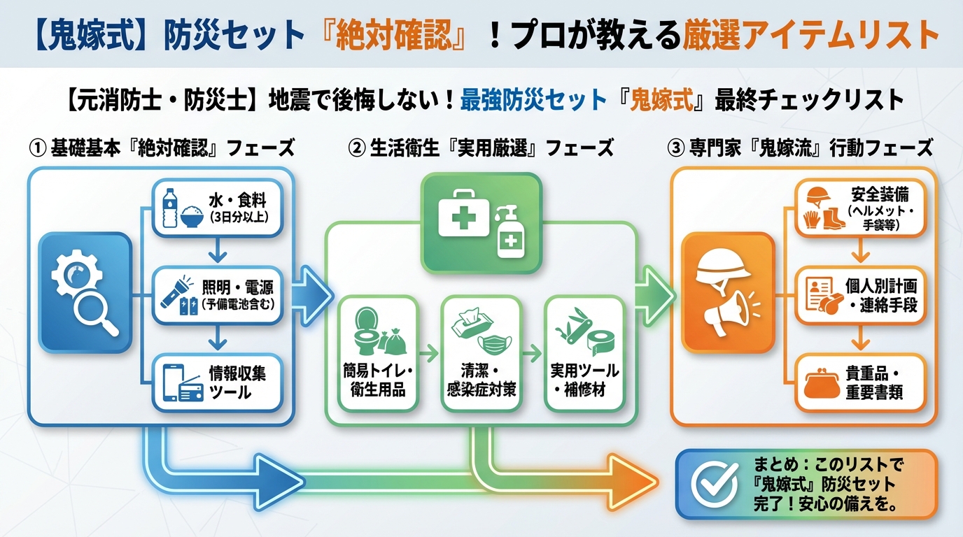 地震対策 【鬼嫁式】防災セット『絶対確認』！プロが教える厳選アイテムリスト