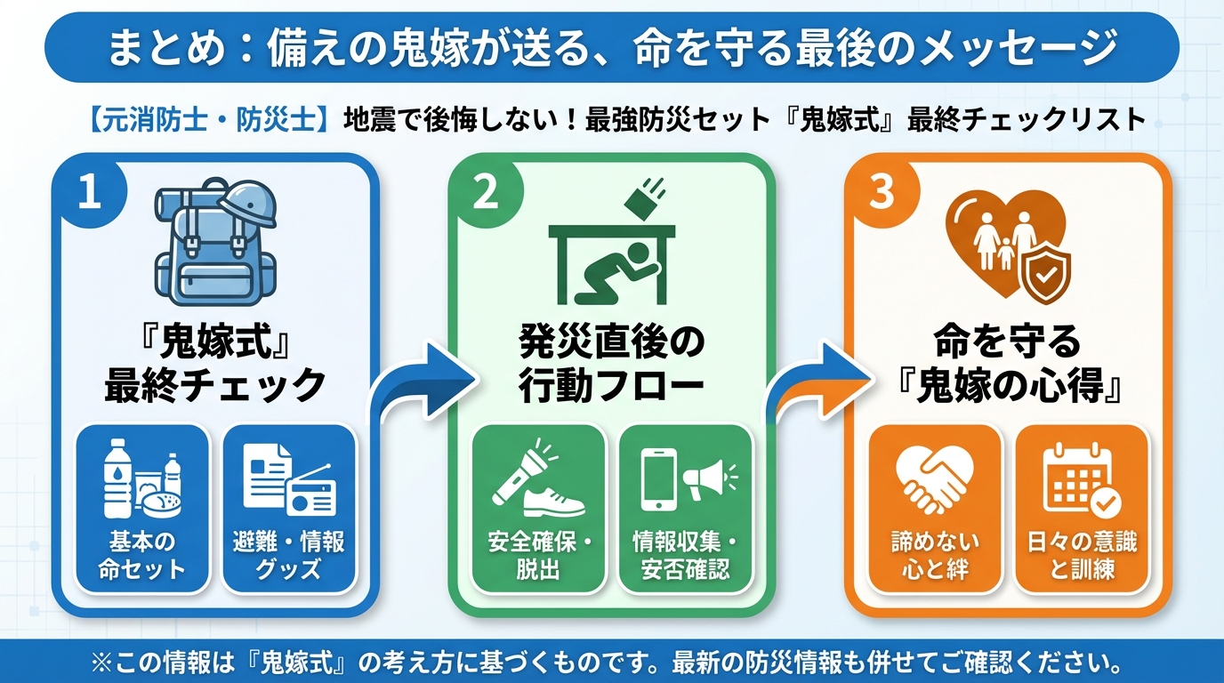 地震対策 まとめ：備えの鬼嫁が送る、命を守る最後のメッセージ
