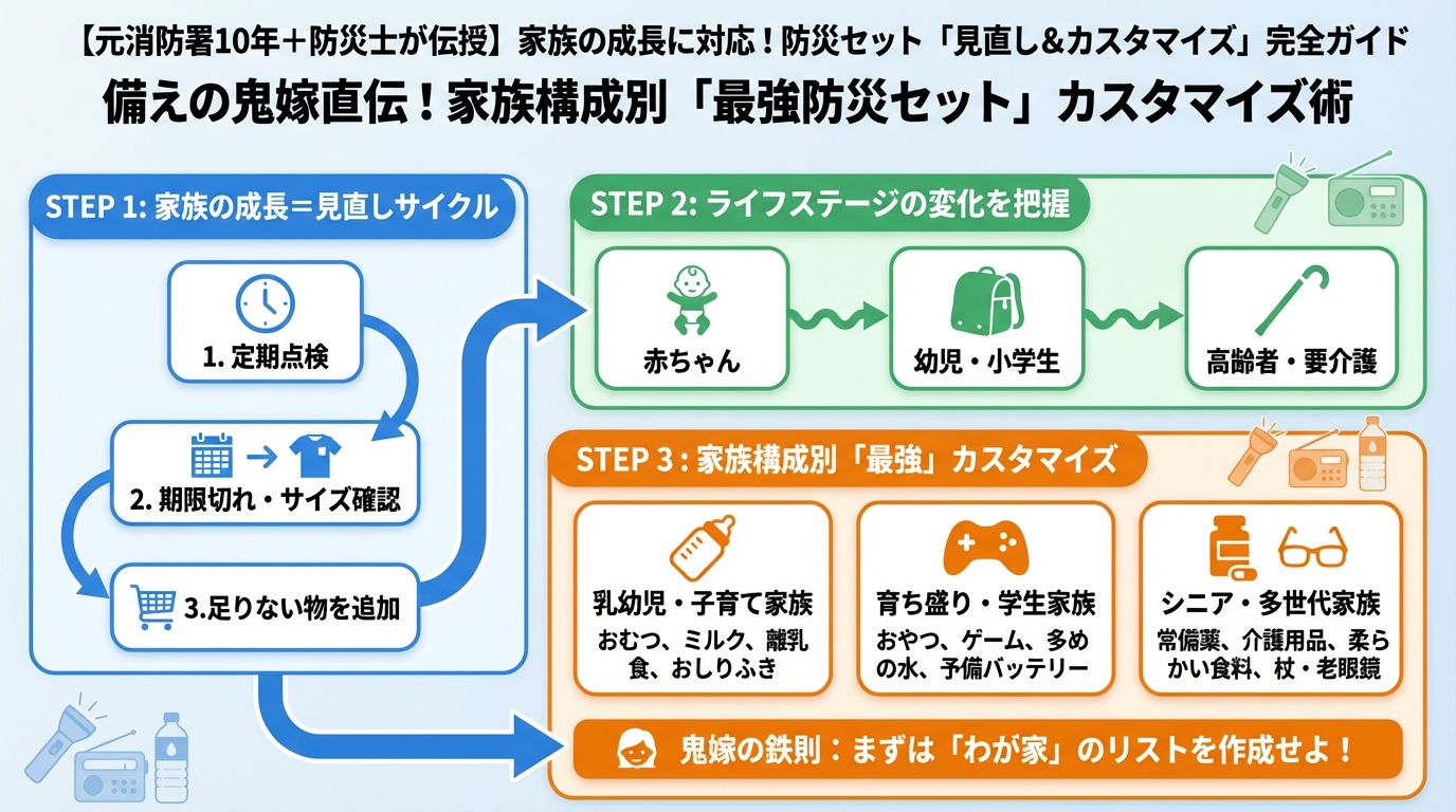 防災グッズ 備えの鬼嫁直伝！家族構成別「最強防災セット」カスタマイズ術