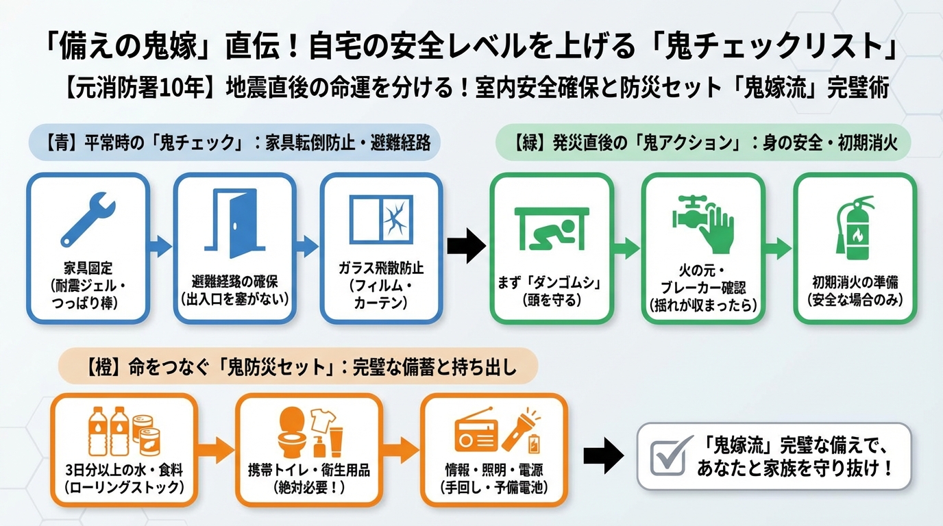 地震対策 「備えの鬼嫁」直伝！自宅の安全レベルを上げる「鬼チェックリスト」