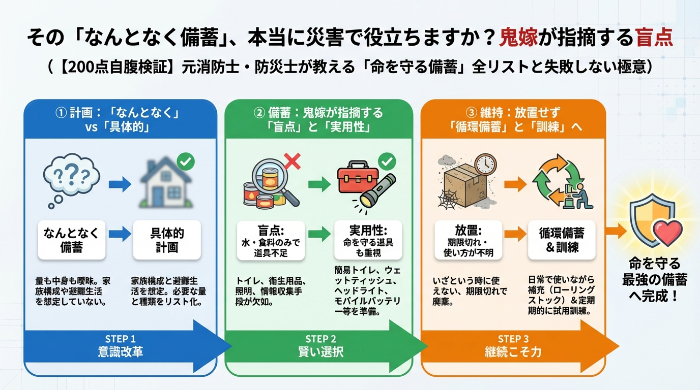 備蓄 その「なんとなく備蓄」、本当に災害で役立ちますか？鬼嫁が指摘する盲点