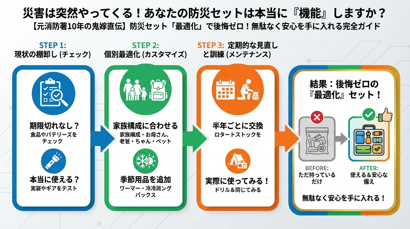 備蓄 災害は突然やってくる！あなたの防災セットは本当に『機能』しますか？