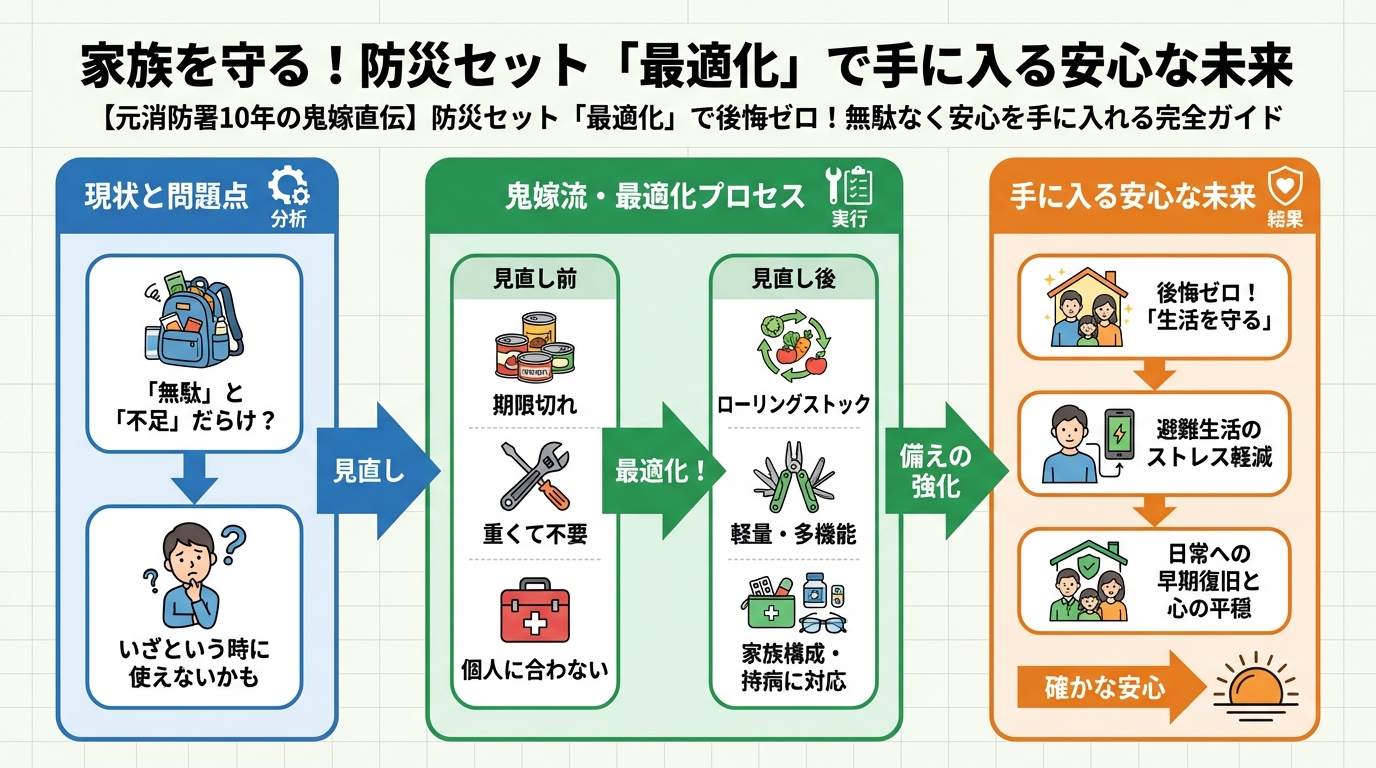 備蓄 家族を守る！防災セット「最適化」で手に入る安心な未来
