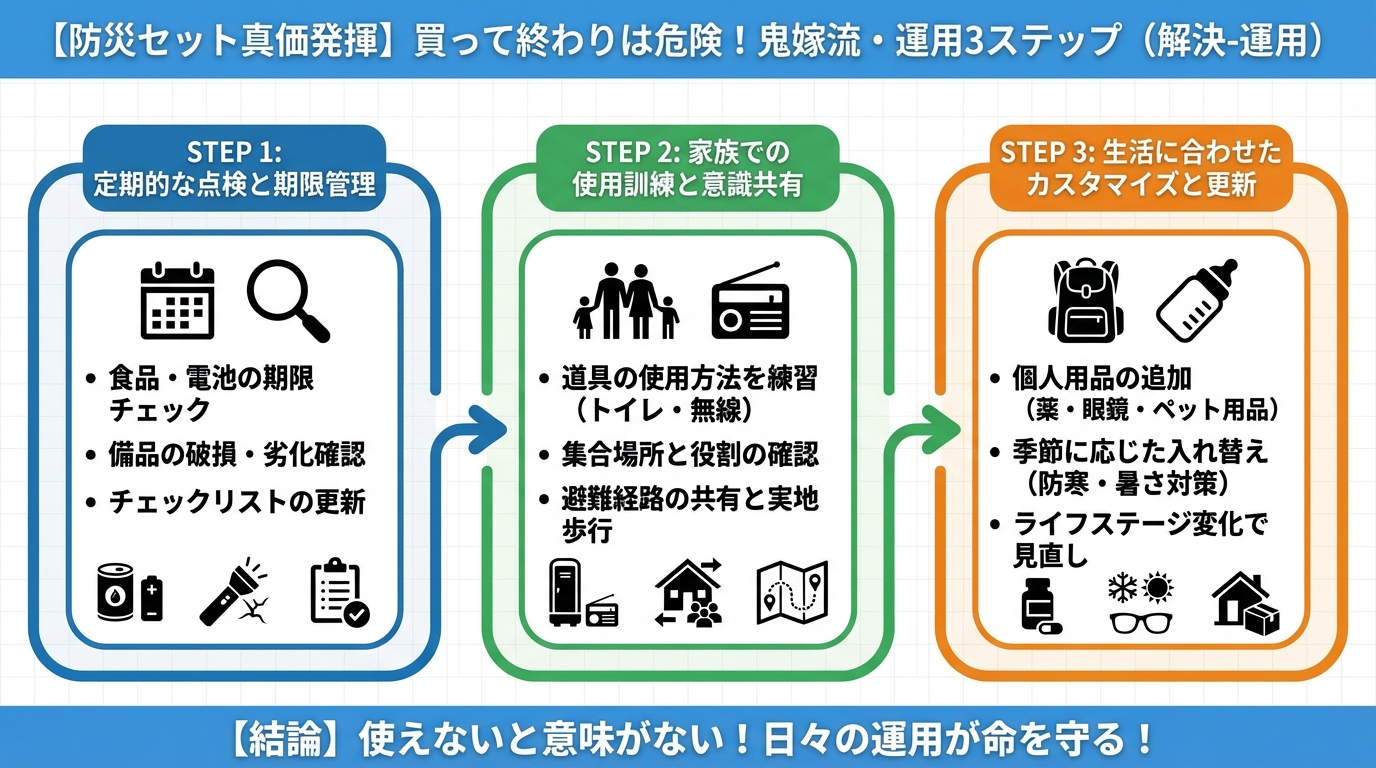 防災グッズ 3. 「買ってから」が本番！防災セットの真価を引き出す鬼嫁流運用術（解決-運用）