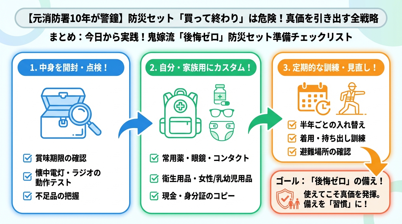 防災グッズ まとめ：今日から実践！鬼嫁流「後悔ゼロ」防災セット準備チェックリスト