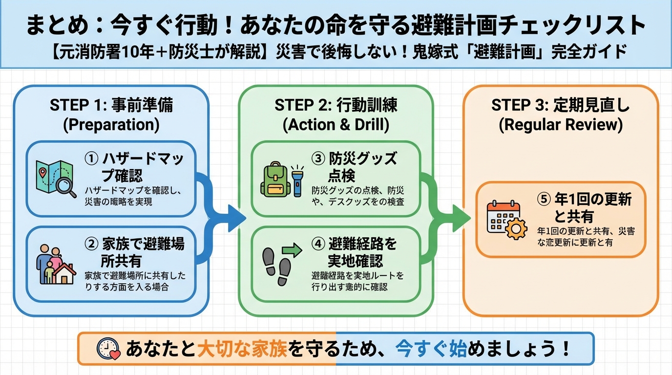 避難計画 まとめ：今すぐ行動！あなたの命を守る避難計画チェックリスト