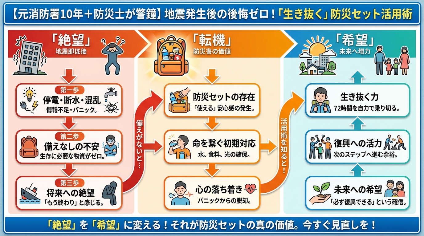 地震対策 地震発生直後の「絶望」を「希望」に変える！防災セットの真の価値を知る