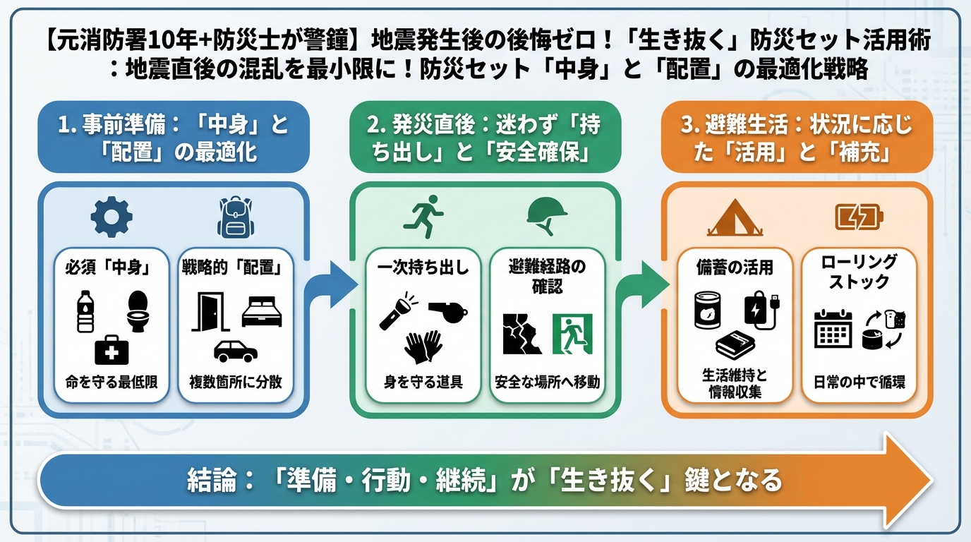 地震対策 地震直後の混乱を最小限に！防災セット「中身」と「配置」の最適化戦略