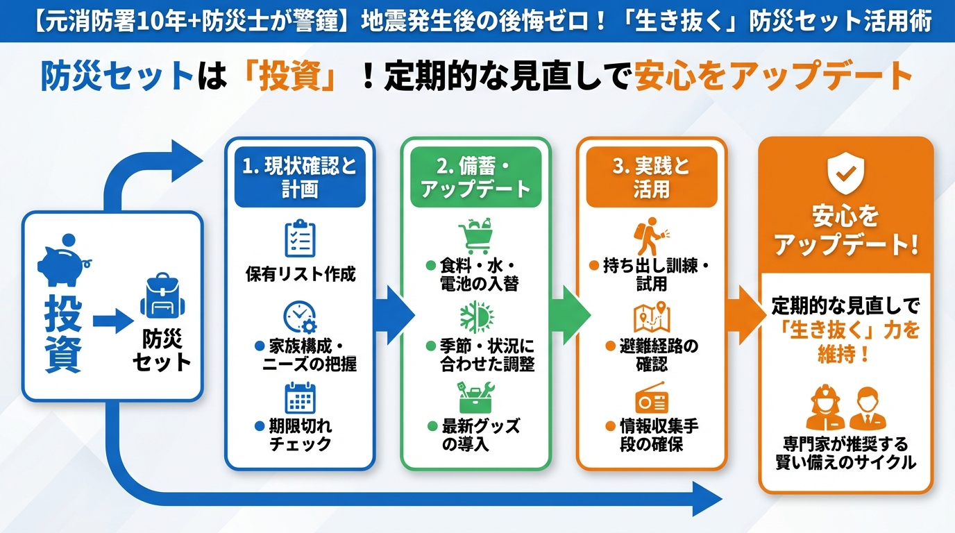 地震対策 防災セットは「投資」！定期的な見直しで安心をアップデート
