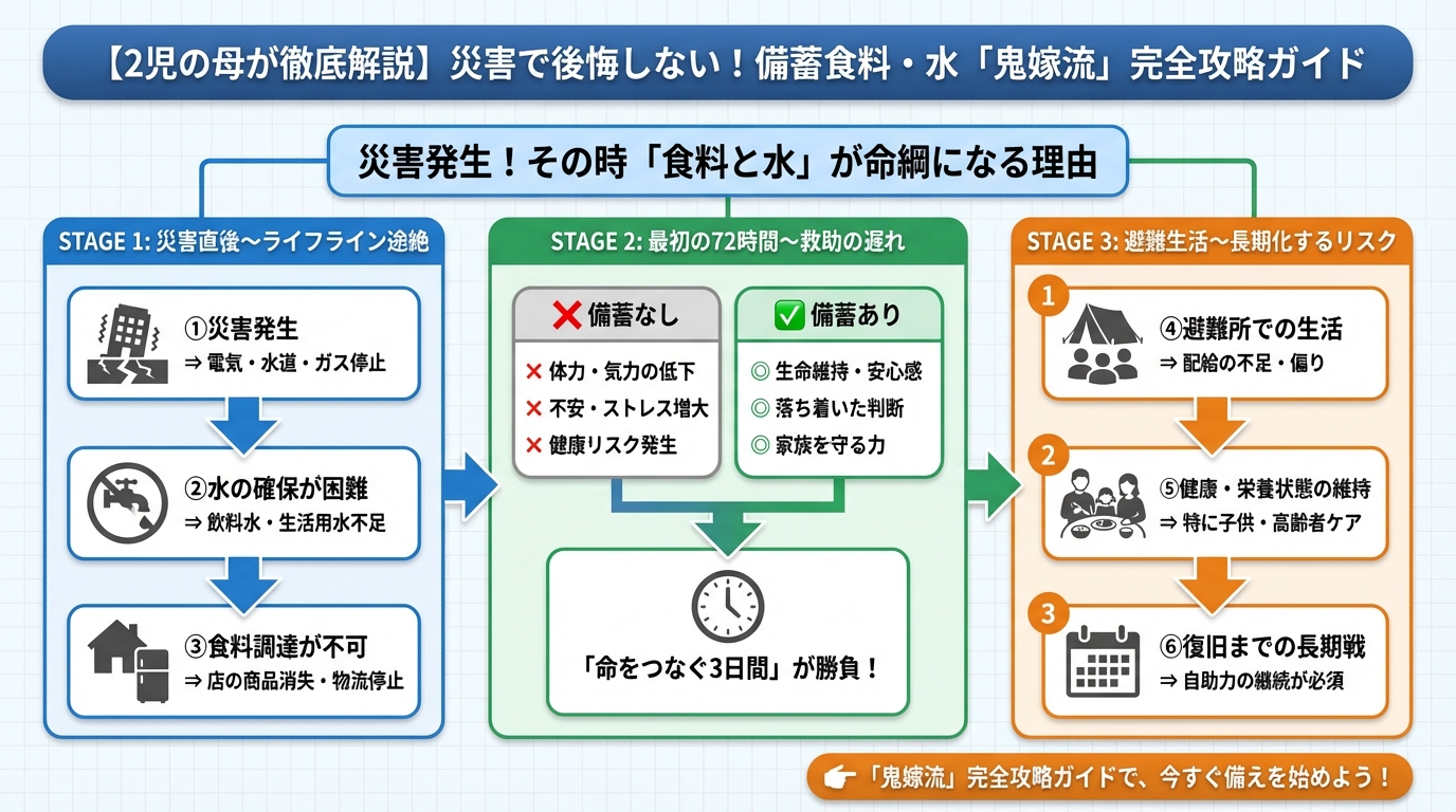 備蓄 災害発生！その時「食料と水」が命綱になる理由
