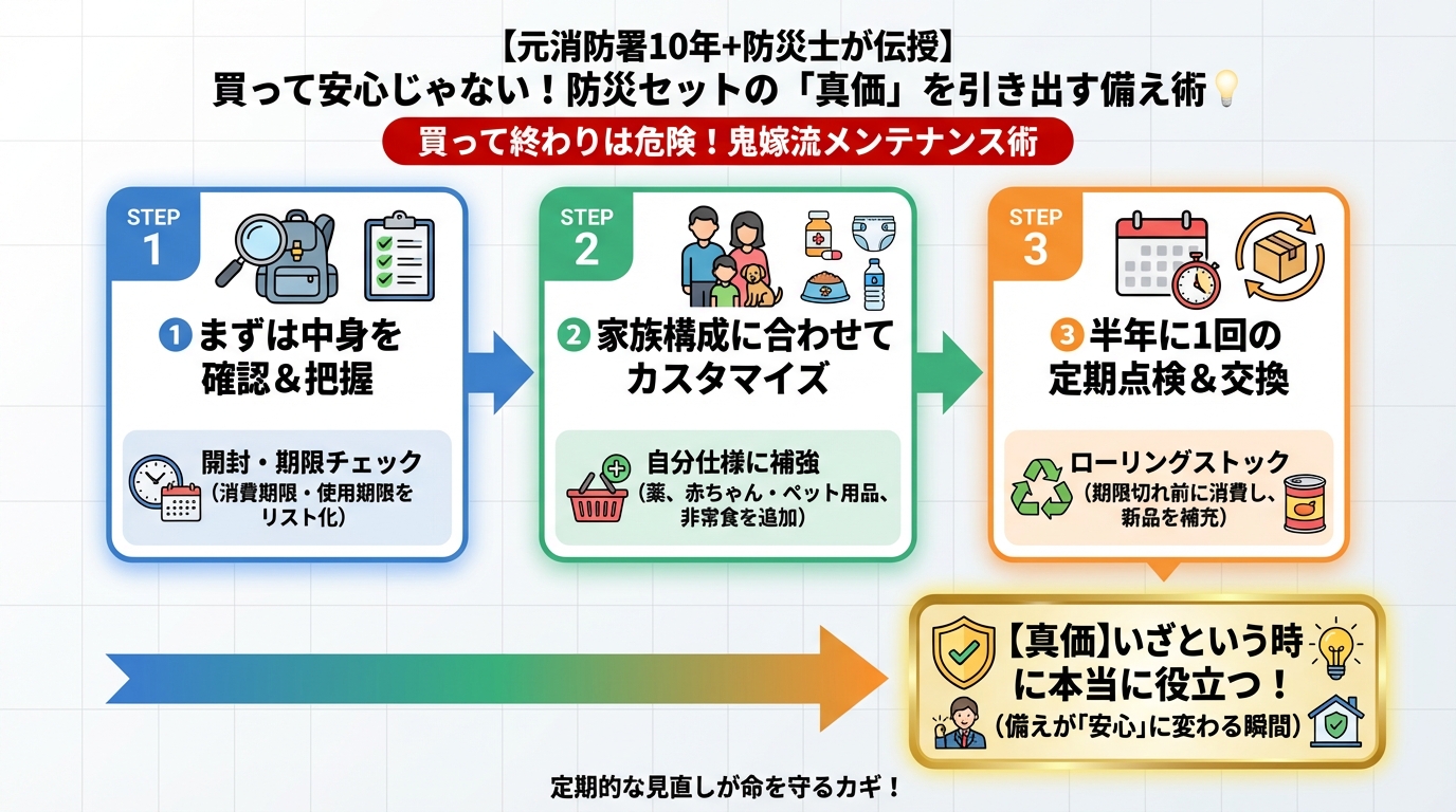 防災グッズ 買って終わりは危険！防災セットの「真価」を引き出す鬼嫁流メンテナンス術