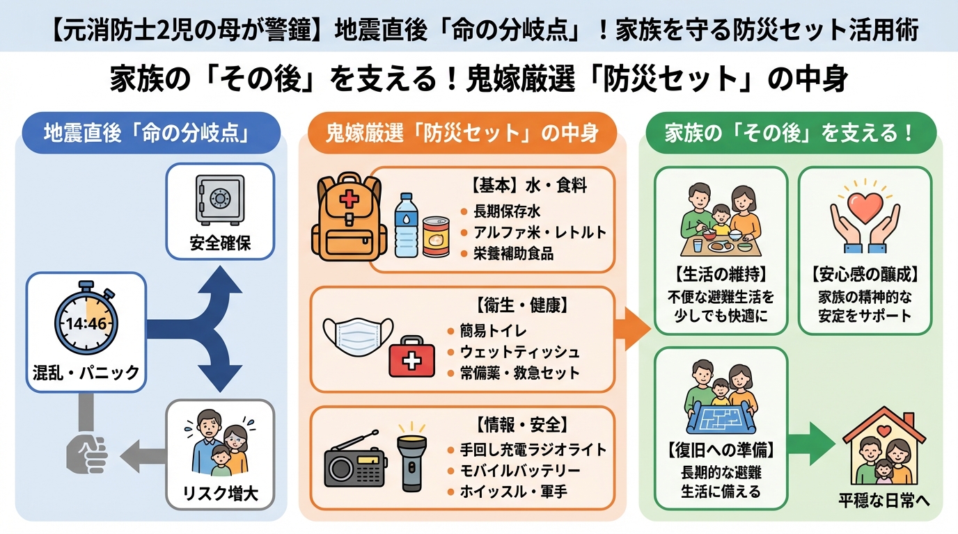 地震対策 家族の「その後」を支える！鬼嫁厳選「防災セット」の中身
