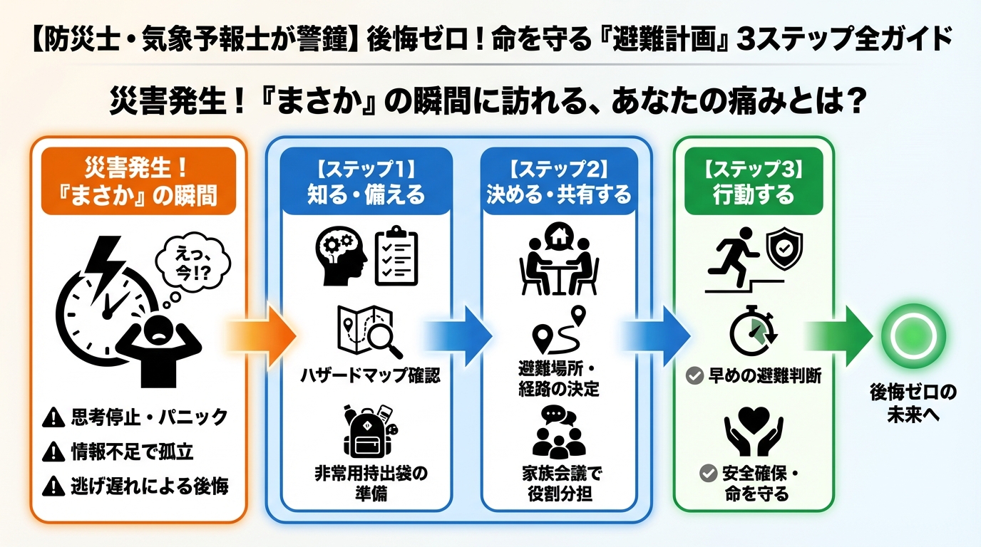 避難計画 災害発生！『まさか』の瞬間に訪れる、あなたの痛みとは？