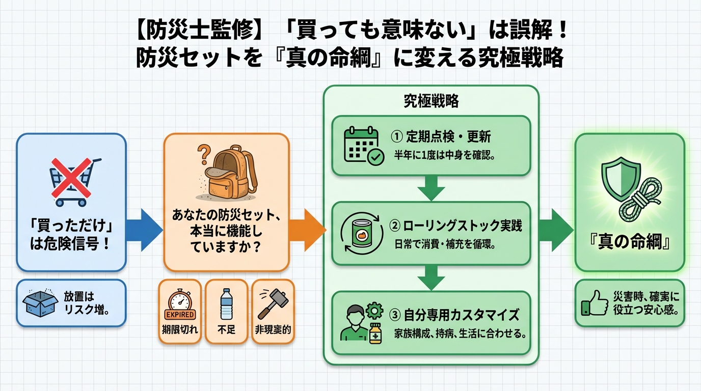 防災グッズ 「買っただけ」は危険信号！あなたの防災セット、本当に機能していますか？