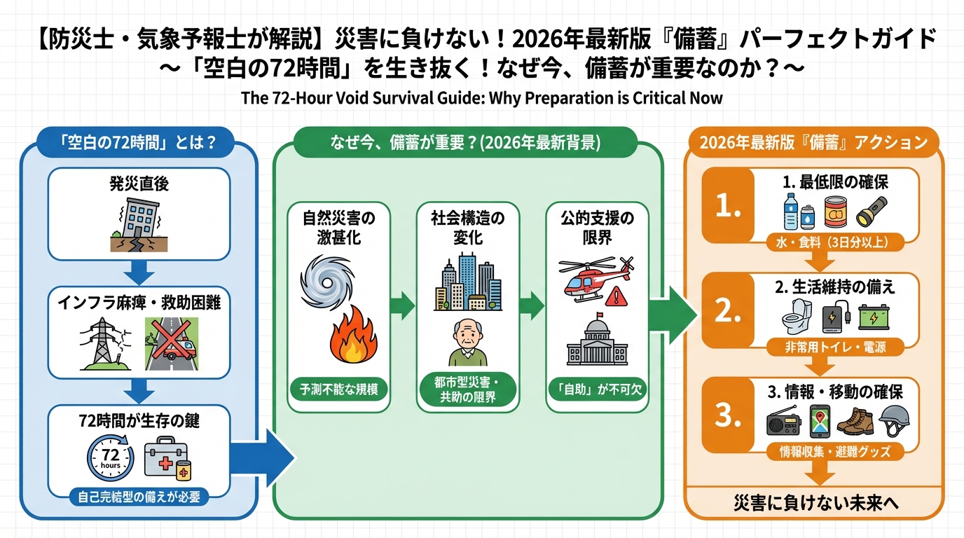 備蓄 「空白の72時間」を生き抜く！なぜ今、備蓄が重要なのか？