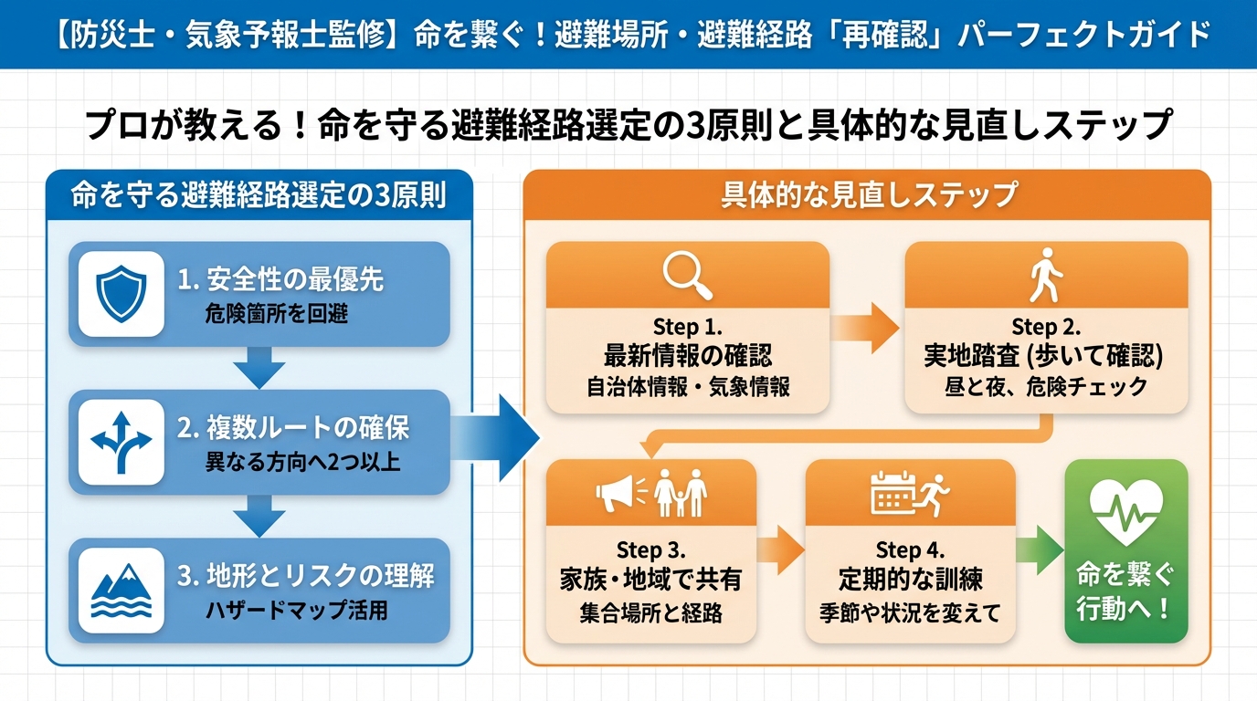 避難計画 プロが教える！命を守る避難経路選定の3原則と具体的な見直しステップ