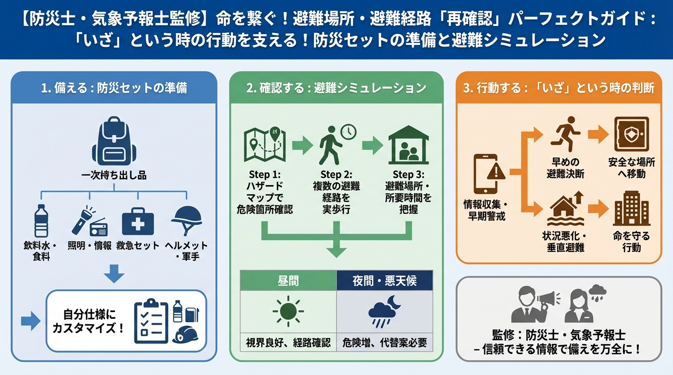 避難計画 「いざ」という時の行動を支える！防災セットの準備と避難シミュレーション