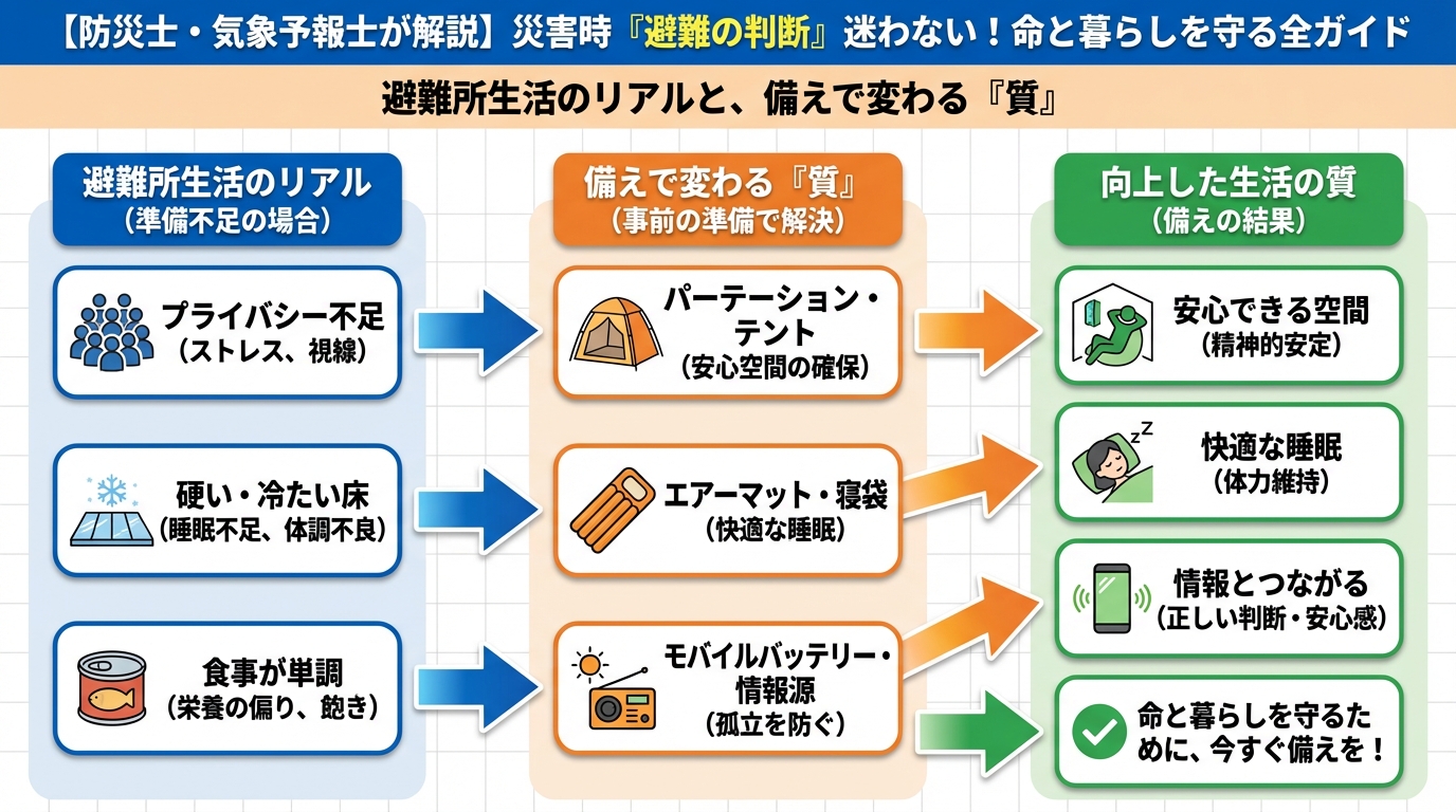 避難計画 避難所生活のリアルと、備えで変わる『質』