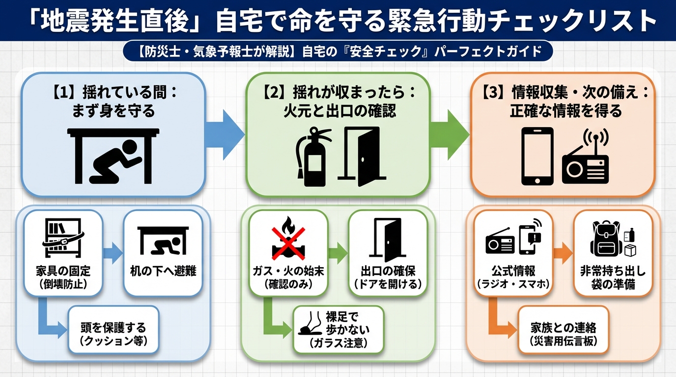 地震対策 地震発生直後「自宅で命を守る」ための緊急行動チェックリスト