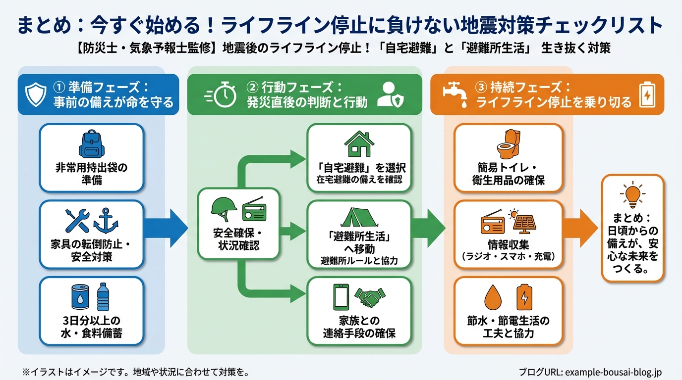 地震対策 まとめ：今すぐ始める！ライフライン停止に負けない地震対策チェックリスト