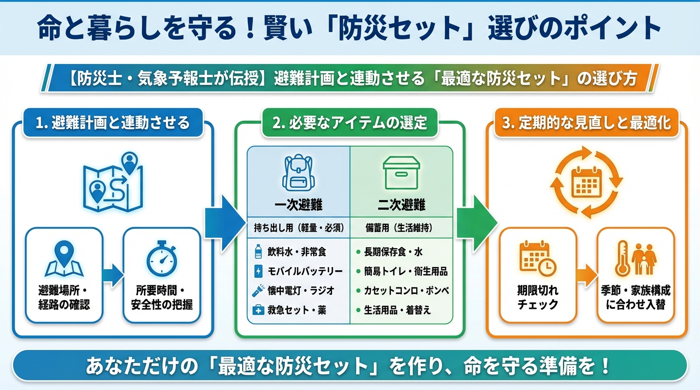 避難計画 命と暮らしを守る！「防災セット」選びの賢いポイント