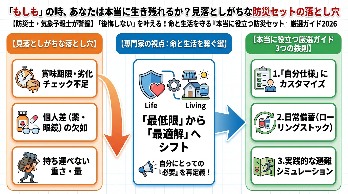 防災グッズ 「もしも」の時、あなたは本当に生き残れるか？見落としがちな防災セットの落とし穴