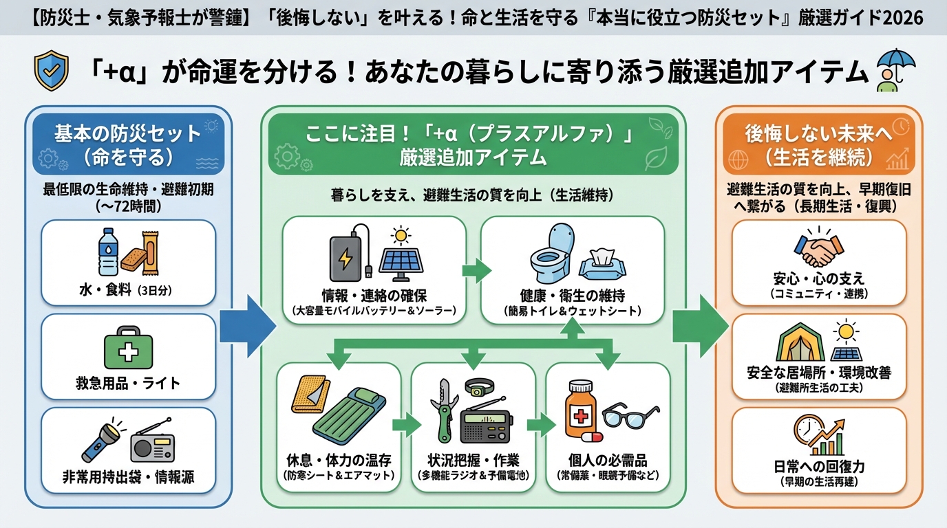 防災グッズ 「＋α」が命運を分ける！あなたの暮らしに寄り添う厳選追加アイテム