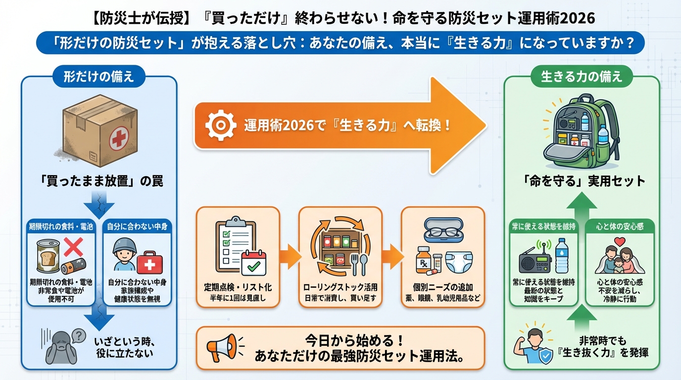地震対策 「形だけの防災セット」が抱える落とし穴：あなたの備え、本当に『生きる力』になっていますか？