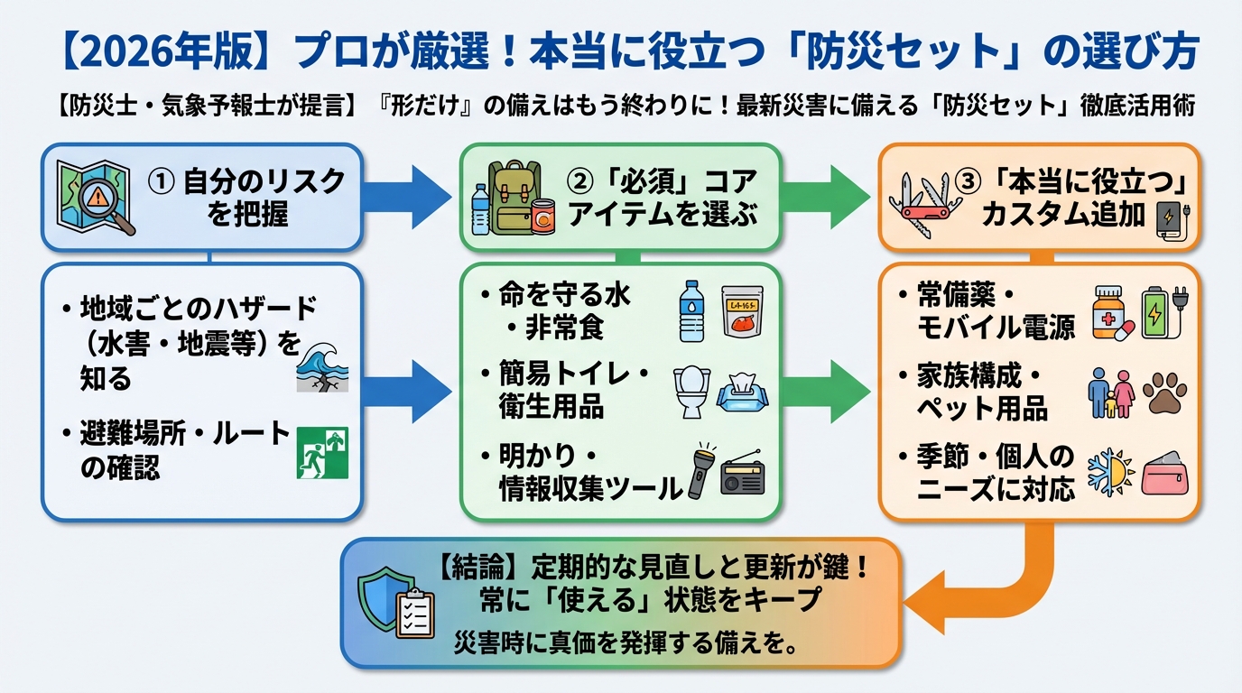 備蓄 【2026年版】プロが厳選！本当に役立つ「防災セット」の選び方