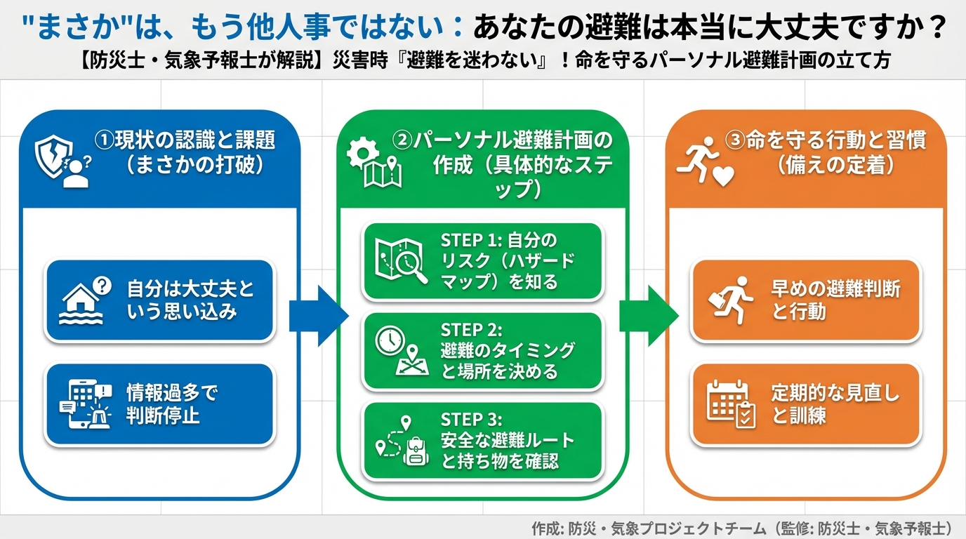避難計画 'まさか'は、もう他人事ではない：あなたの避難は本当に大丈夫ですか？