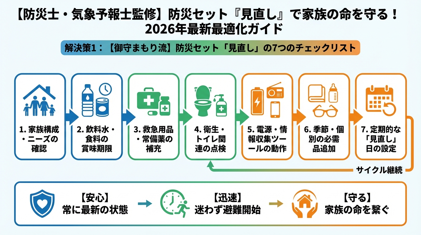 地震対策 解決策1：【御守まもり流】防災セット「見直し」の7つのチェックリスト