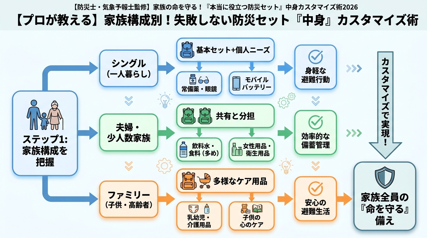 防災グッズ 【プロが教える】家族構成別！失敗しない防災セット『中身』カスタマイズ術