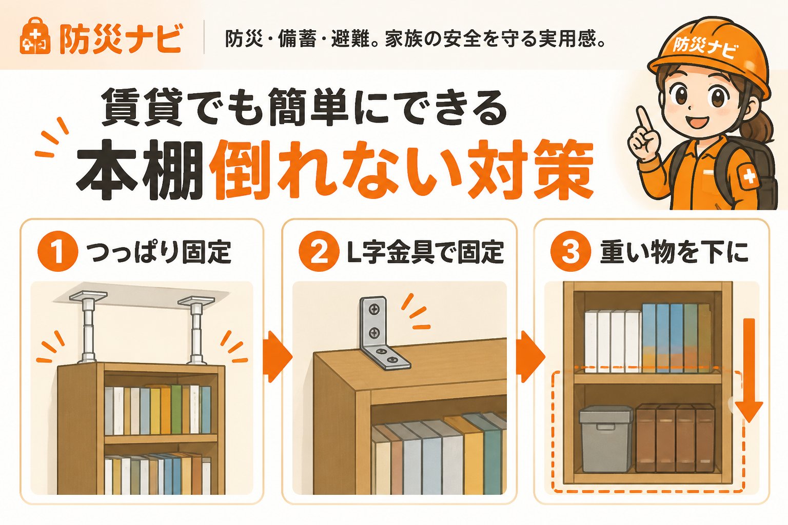 地震対策 賃貸でも簡単にできる本棚倒れない対策