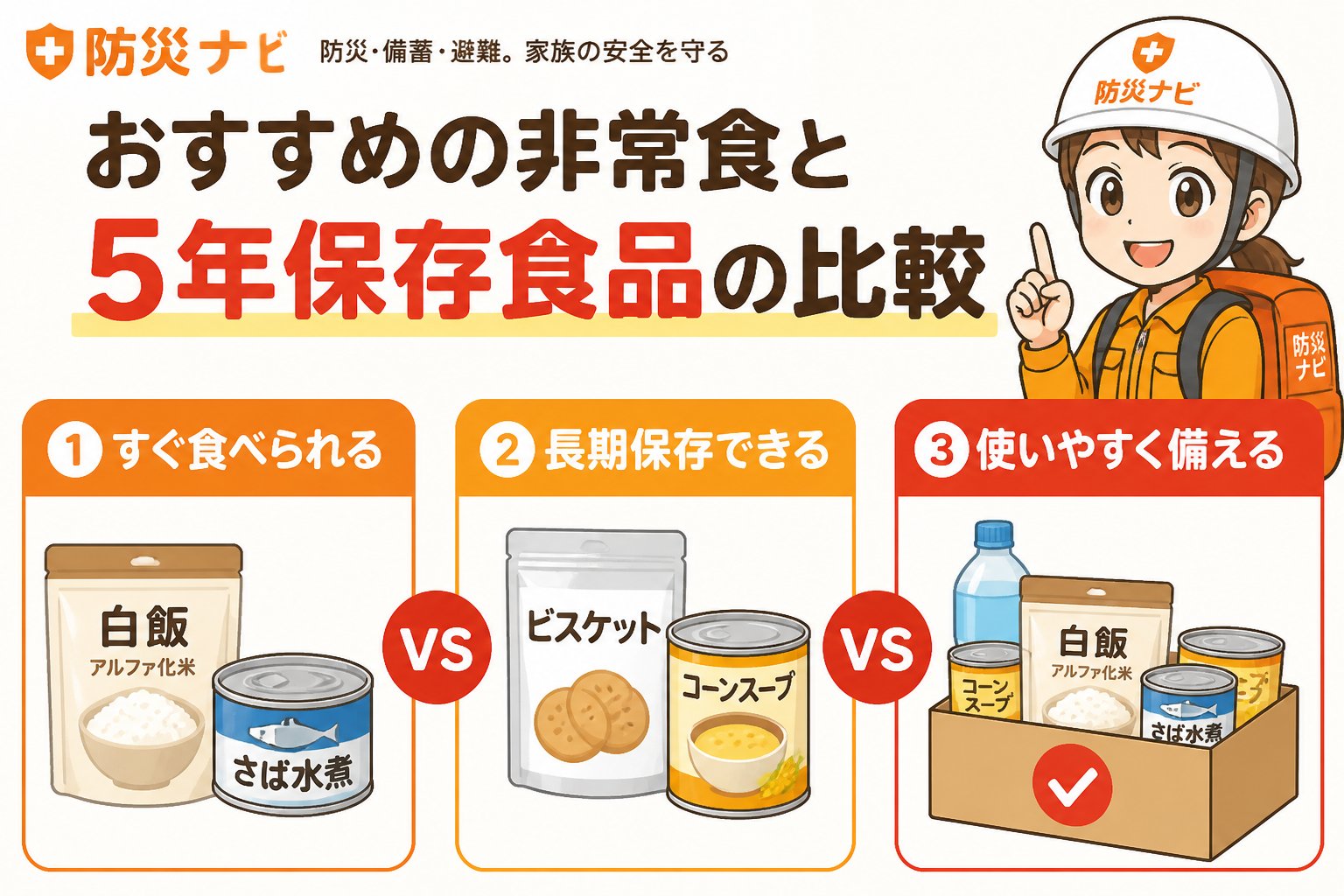 備蓄 おすすめの非常食と5年保存食品の比較