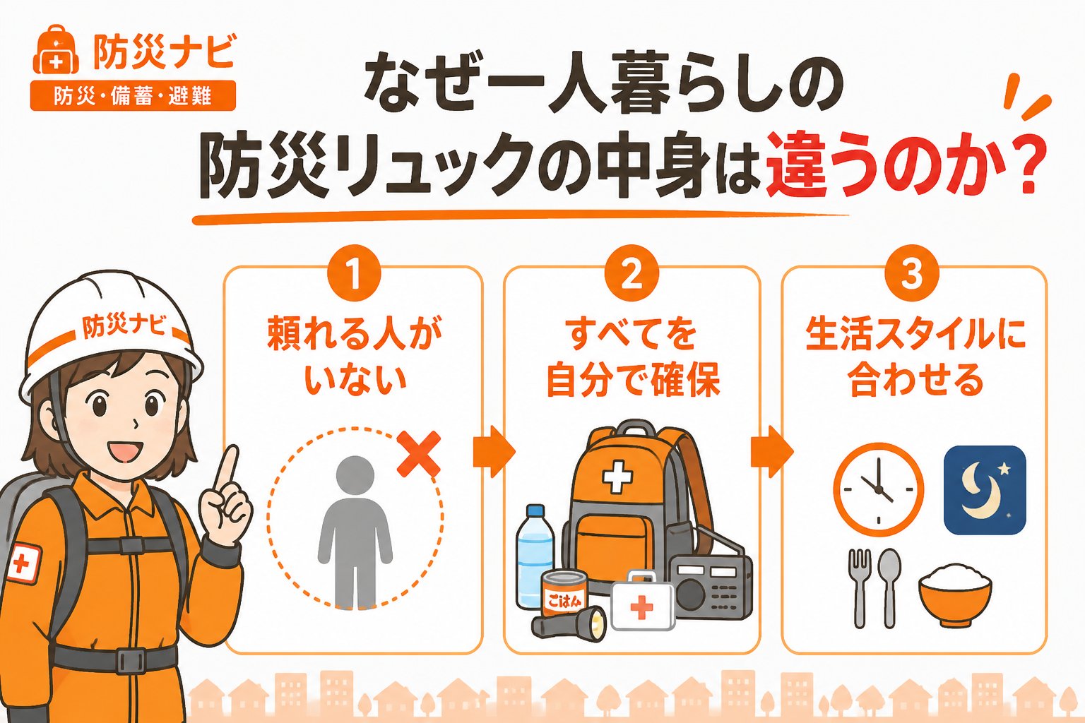 防災グッズ なぜ一人暮らしの防災リュックの中身は違うのか？