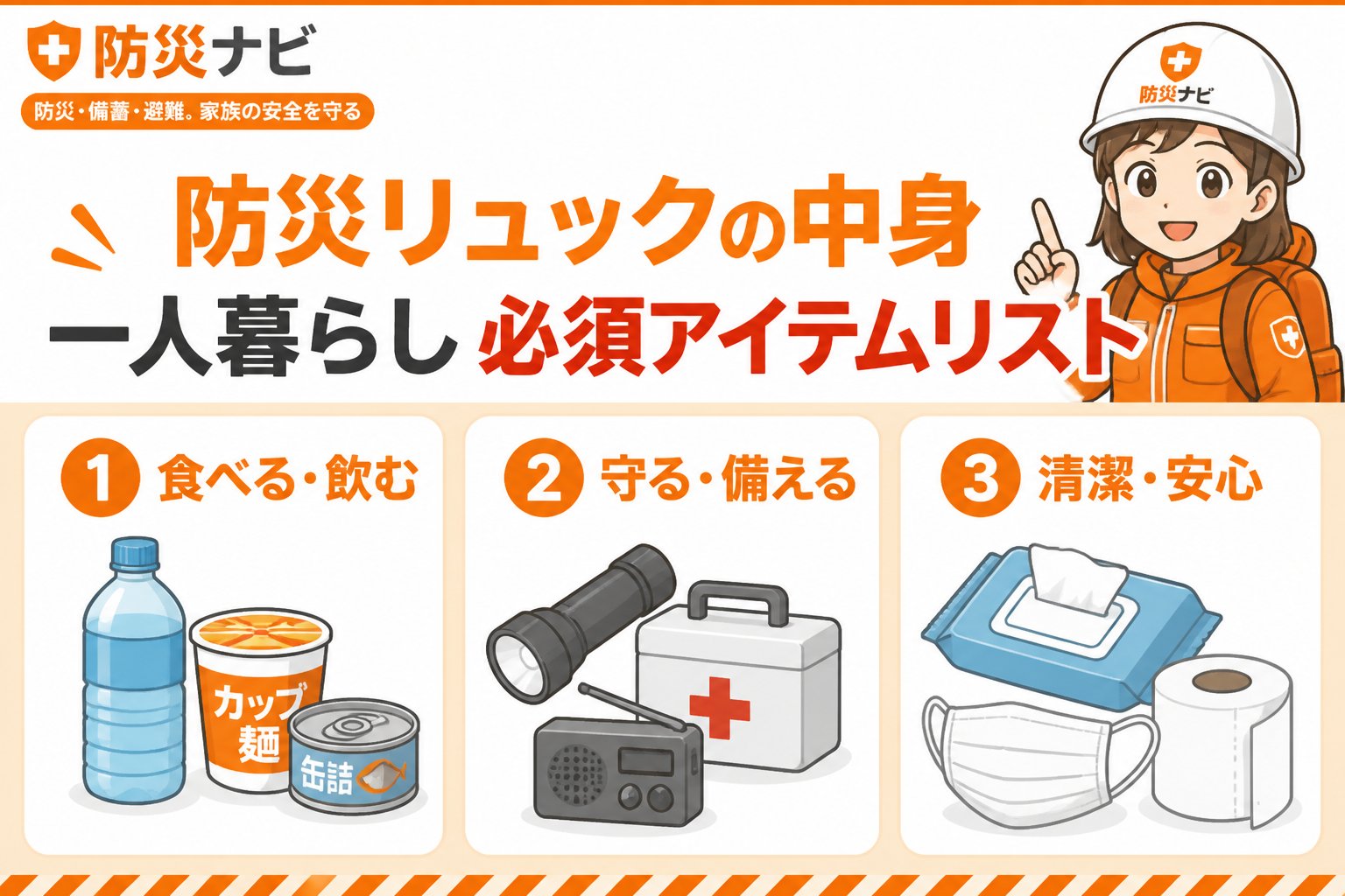 防災グッズ 防災リュックの中身 一人暮らし 必須アイテムリスト