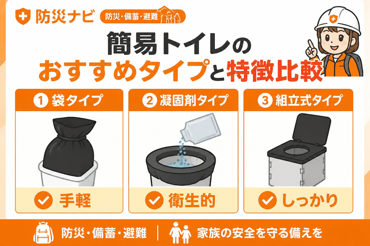 防災グッズ 簡易トイレのおすすめタイプと特徴比較