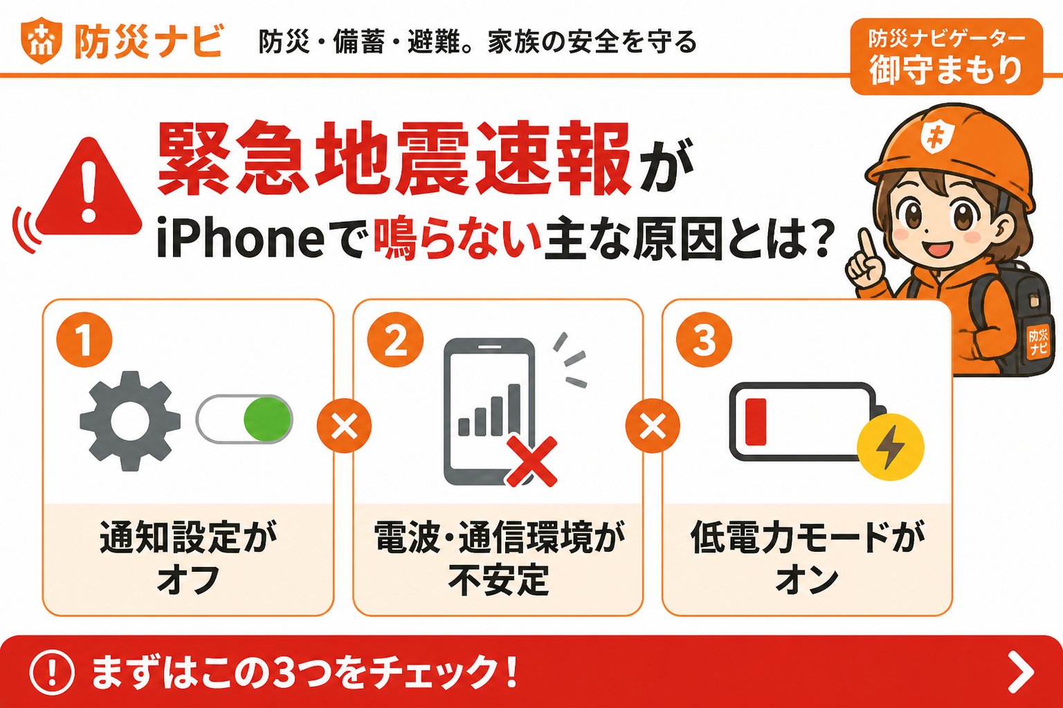 地震対策 緊急地震速報がiPhoneで鳴らない主な原因とは？