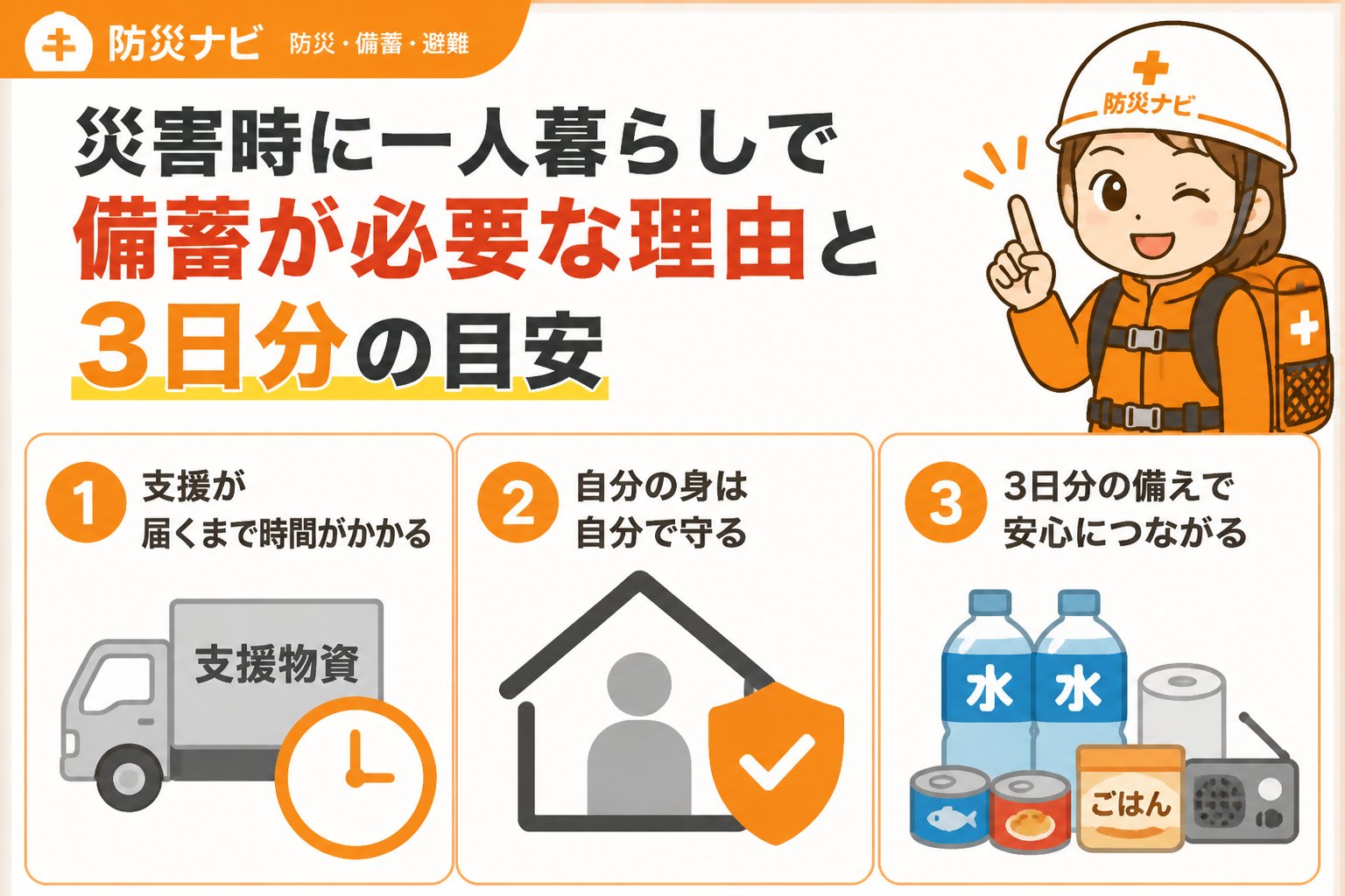 備蓄 災害時に一人暮らしで備蓄が必要な理由と3日分の目安